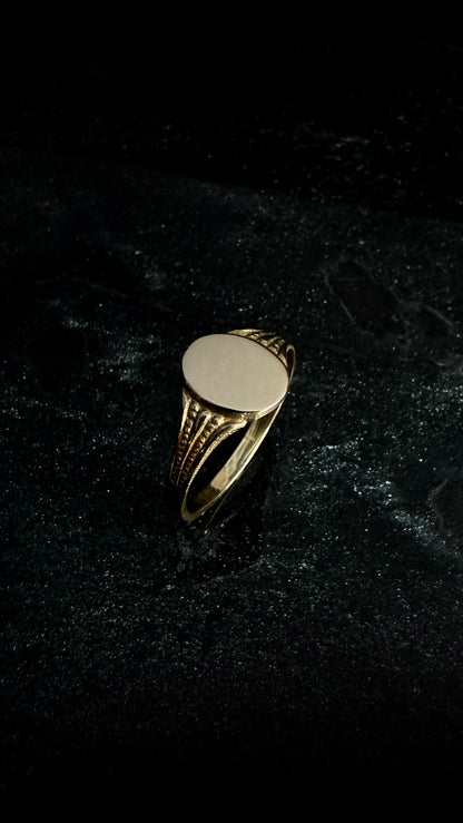 Vintage Style Oval Beaded Signet Ring