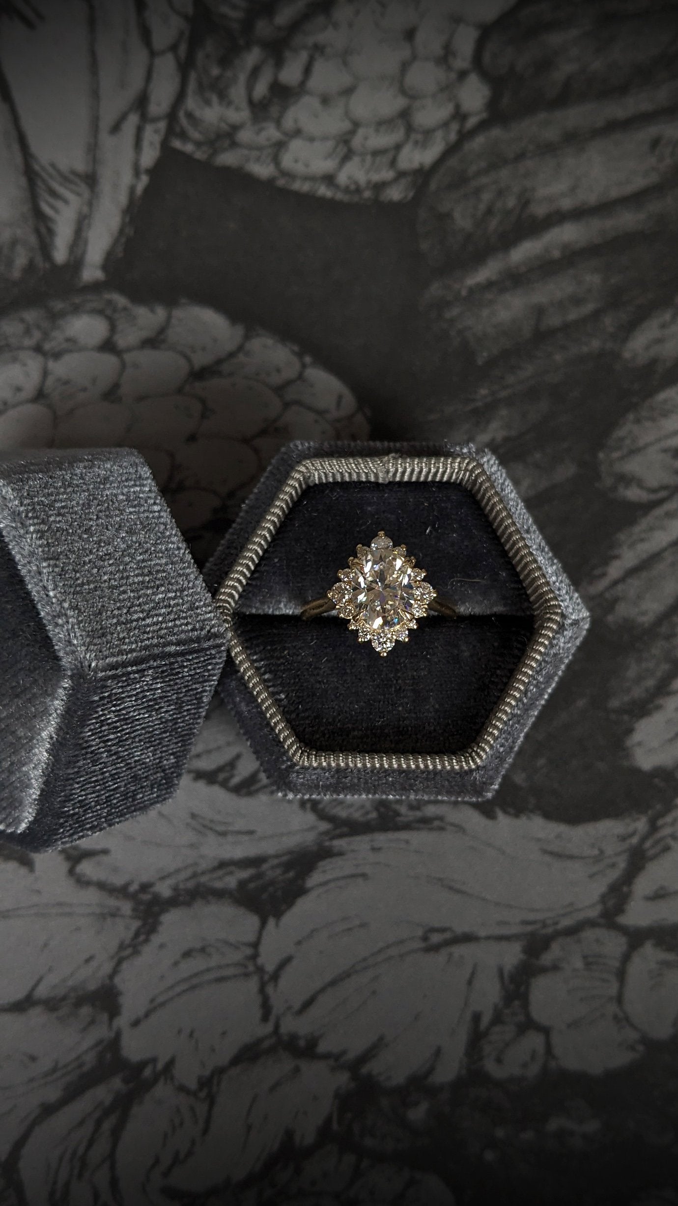 Velvet Ring Box - Grey