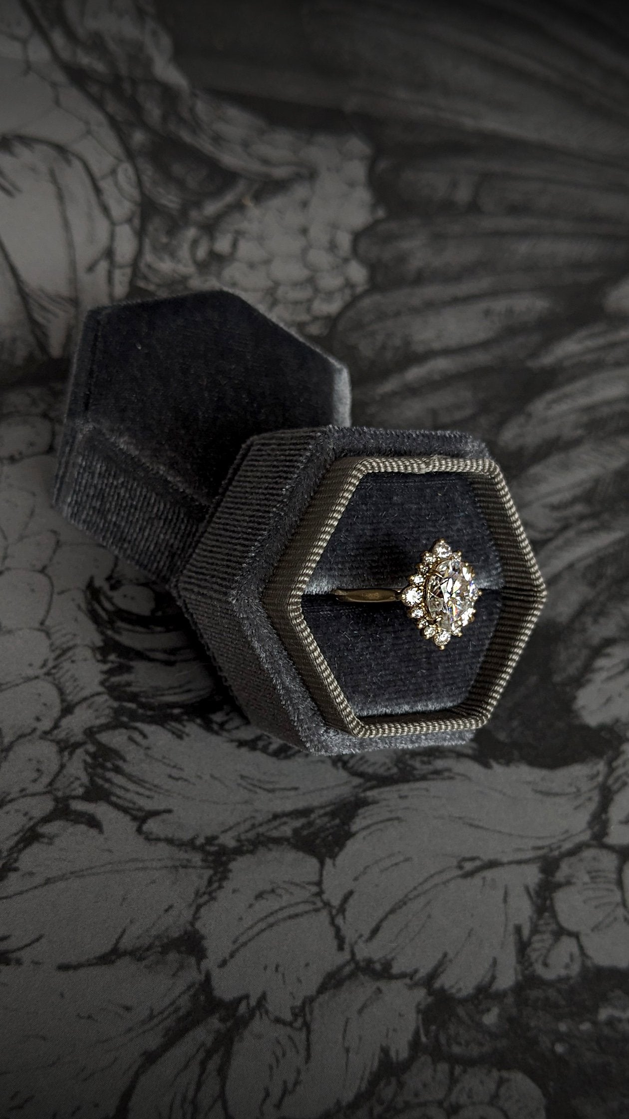 Velvet Ring Box - Grey