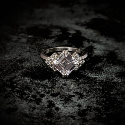 Andromeda White Sapphire Chevron Halo