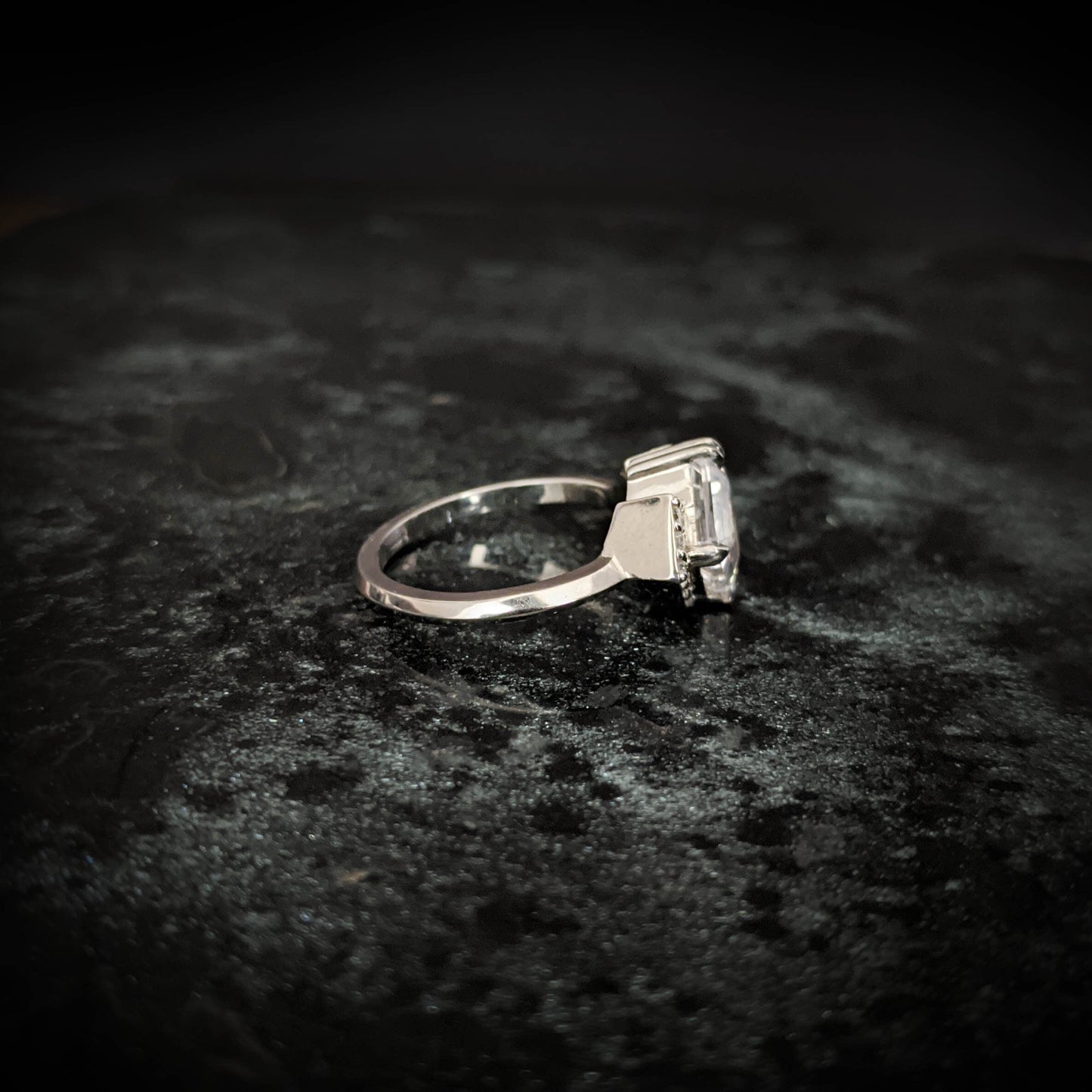 Andromeda White Sapphire Chevron Halo