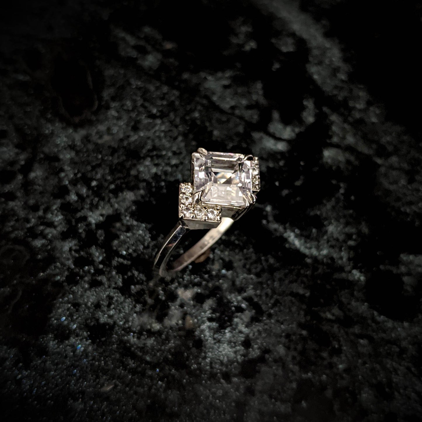 Andromeda White Sapphire Chevron Halo