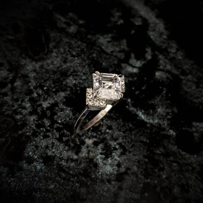 Andromeda White Sapphire Chevron Halo