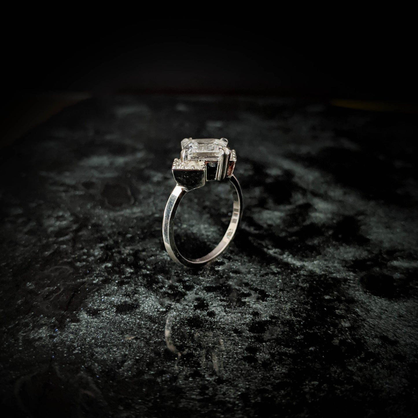 Andromeda White Sapphire Chevron Halo