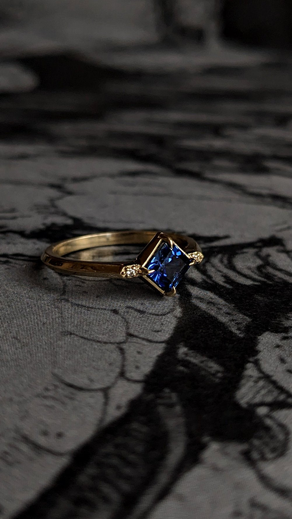 Andy Blue Sapphire Accented Ring