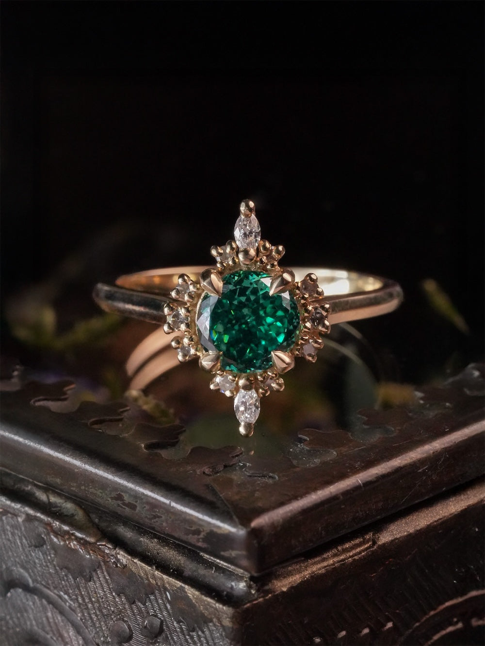 Atlas II Green Moissanite Ring