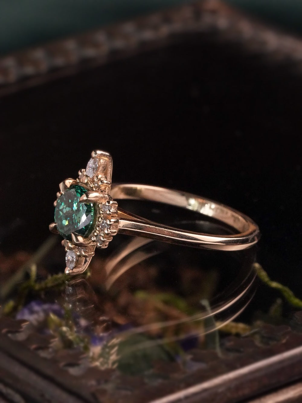 Atlas II Green Moissanite Ring