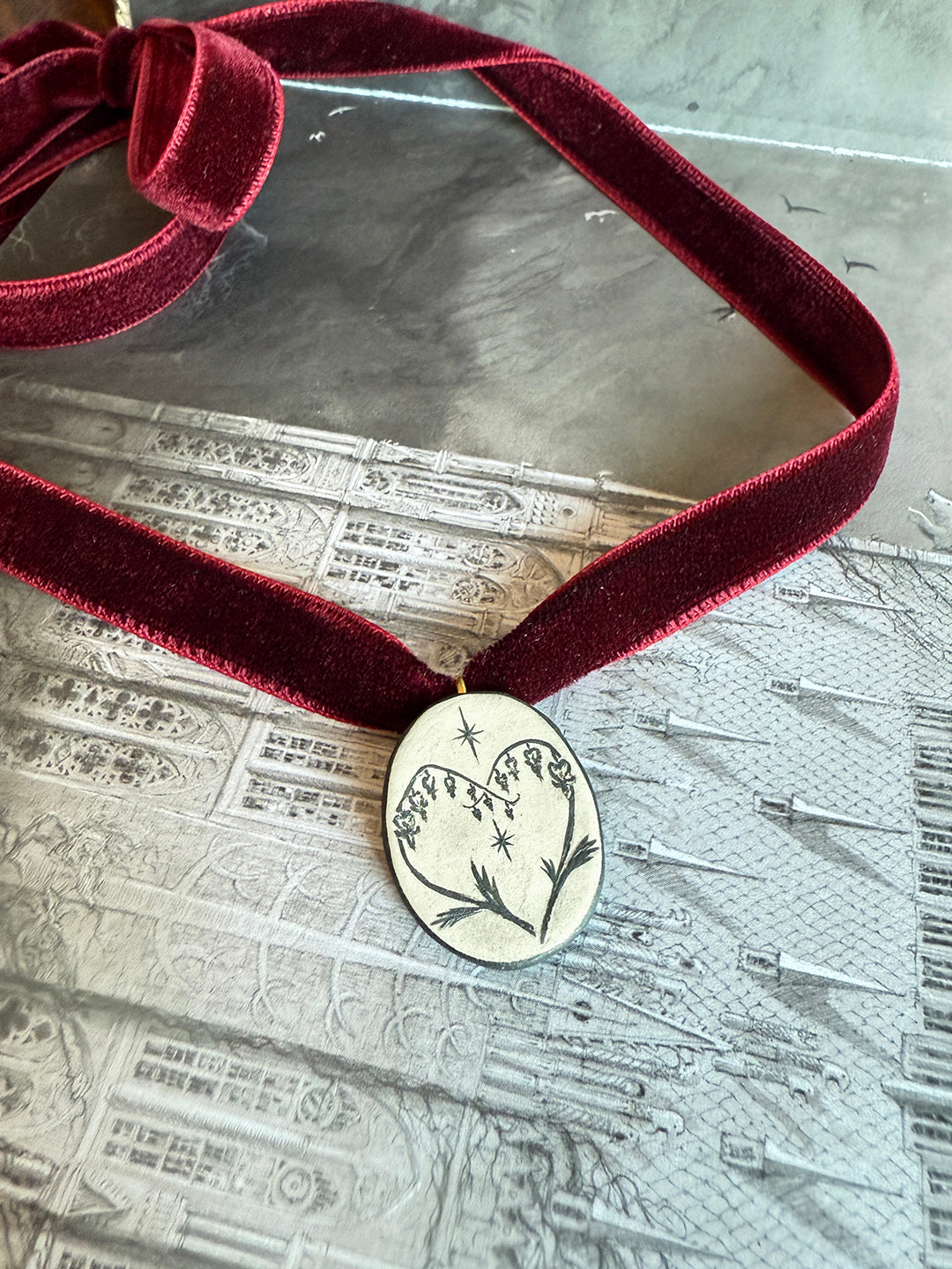 Bleeding Heart Cameo Necklace