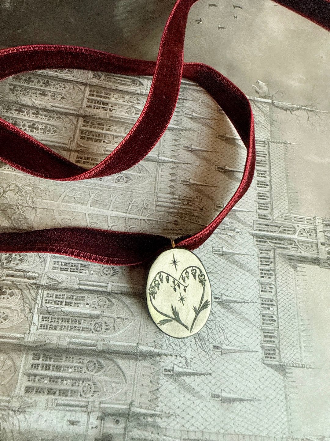 Bleeding Heart Cameo Necklace