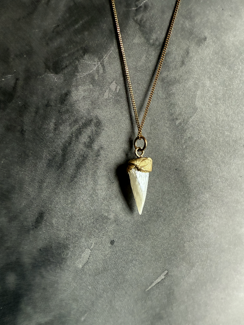 Pearl 'Tooth' Necklace - Brass