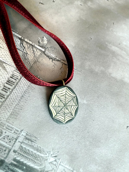 Spiderweb Cameo Necklace