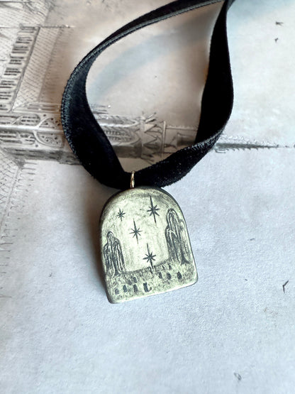 Willow Tree & Cat Cameo Necklace