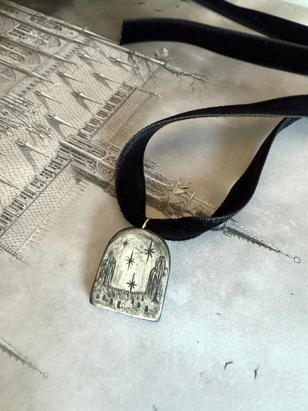 Willow Tree & Cat Cameo Necklace