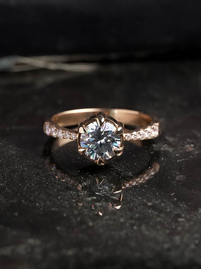 Catelyn Grey Moissanite Tapered Ring