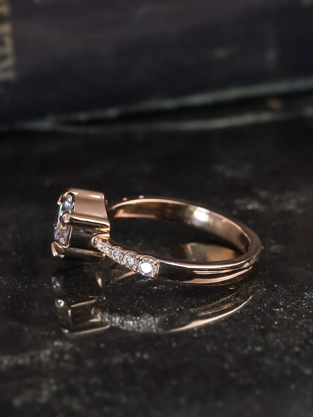 Catelyn Grey Moissanite Tapered Ring