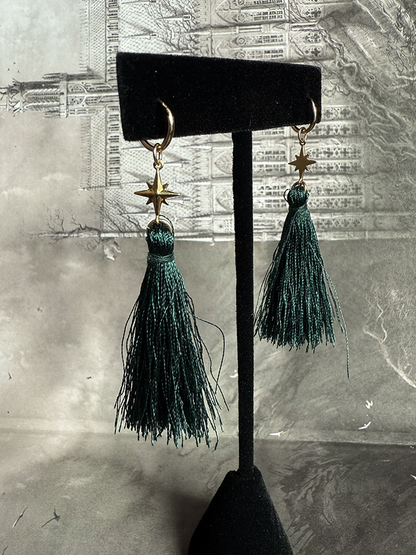 Celeste Green Tassel Earrings