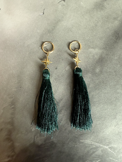 Celeste Green Tassel Earrings