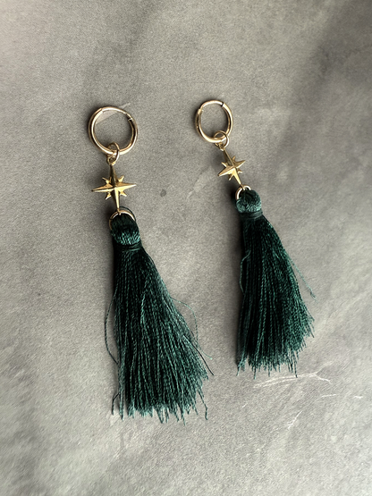 Celeste Green Tassel Earrings