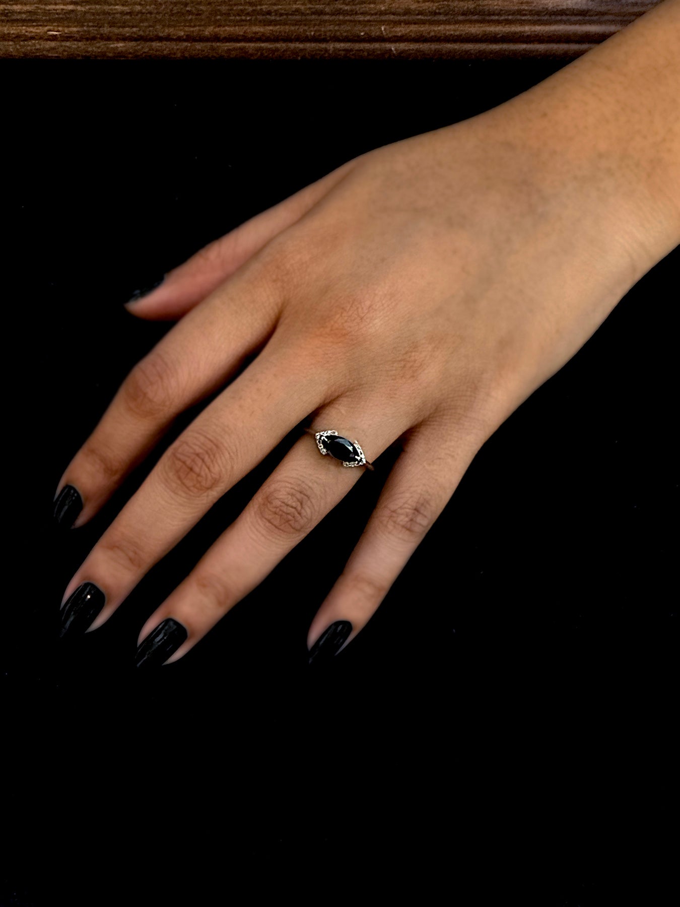 Elys Black Spinel Chevron Halo