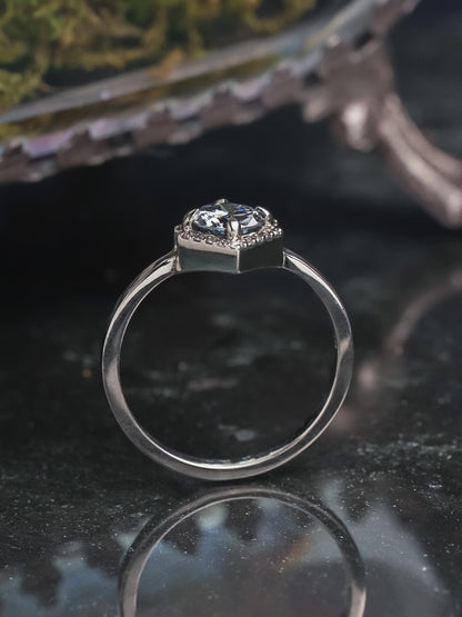 Greyjoy Grey Moissanite Chevron Halo