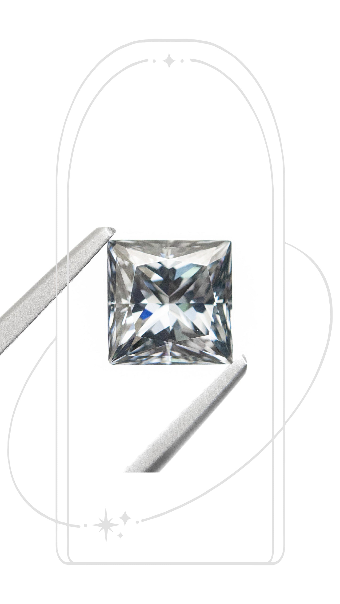 Princess Cut Grey Moissanite