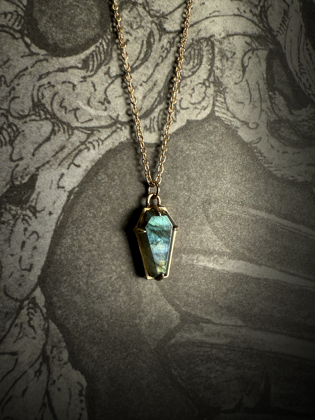 Lilith Labradorite Coffin Necklace