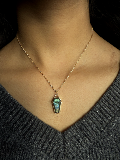 Lilith Labradorite Coffin Necklace