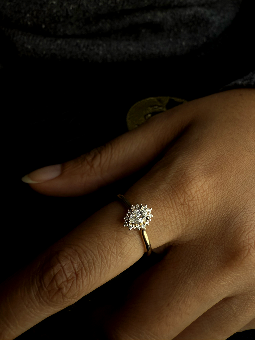 Laurelin Pear Diamond Halo Ring