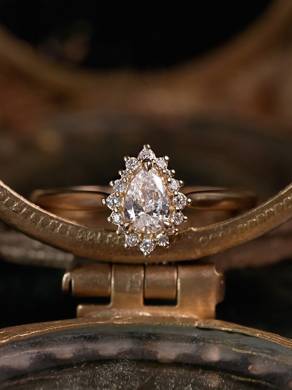Laurelin Pear Diamond Halo Ring
