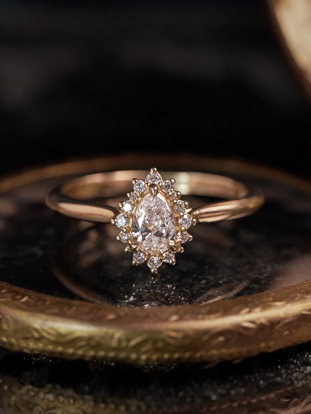 Laurelin Pear Diamond Halo Ring