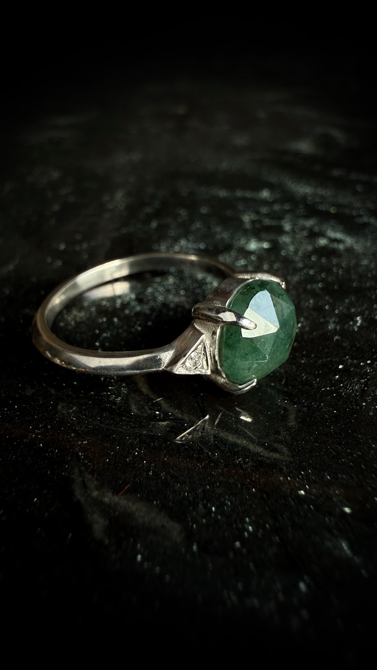 Luna Moss Agate Ring - Silver