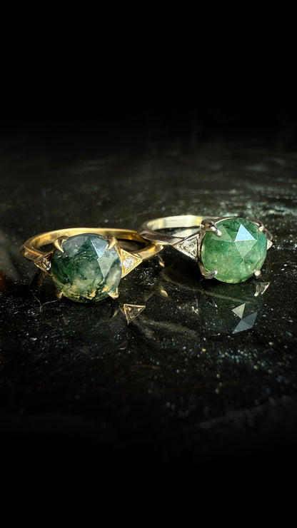 Luna Moss Agate Ring - Silver