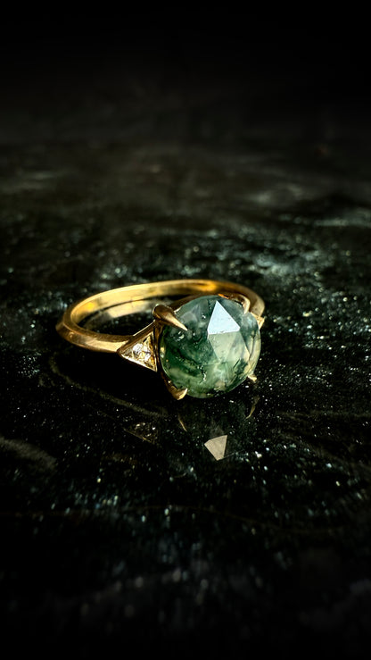 Luna Moss Agate Ring - Brass