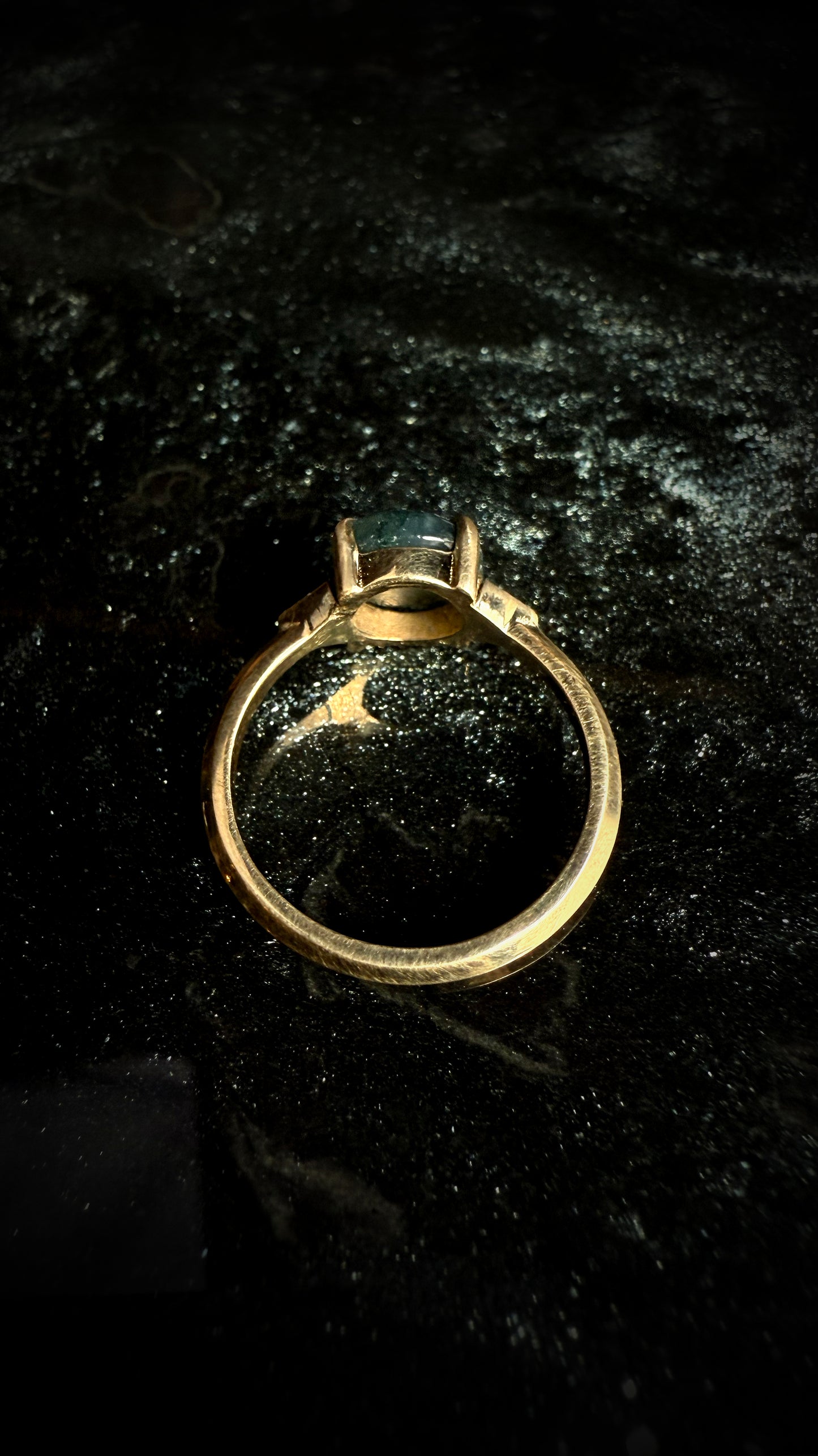 Luna Moss Agate Ring - Brass