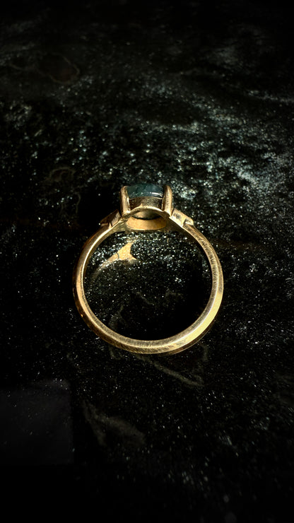 Luna Moss Agate Ring - Brass