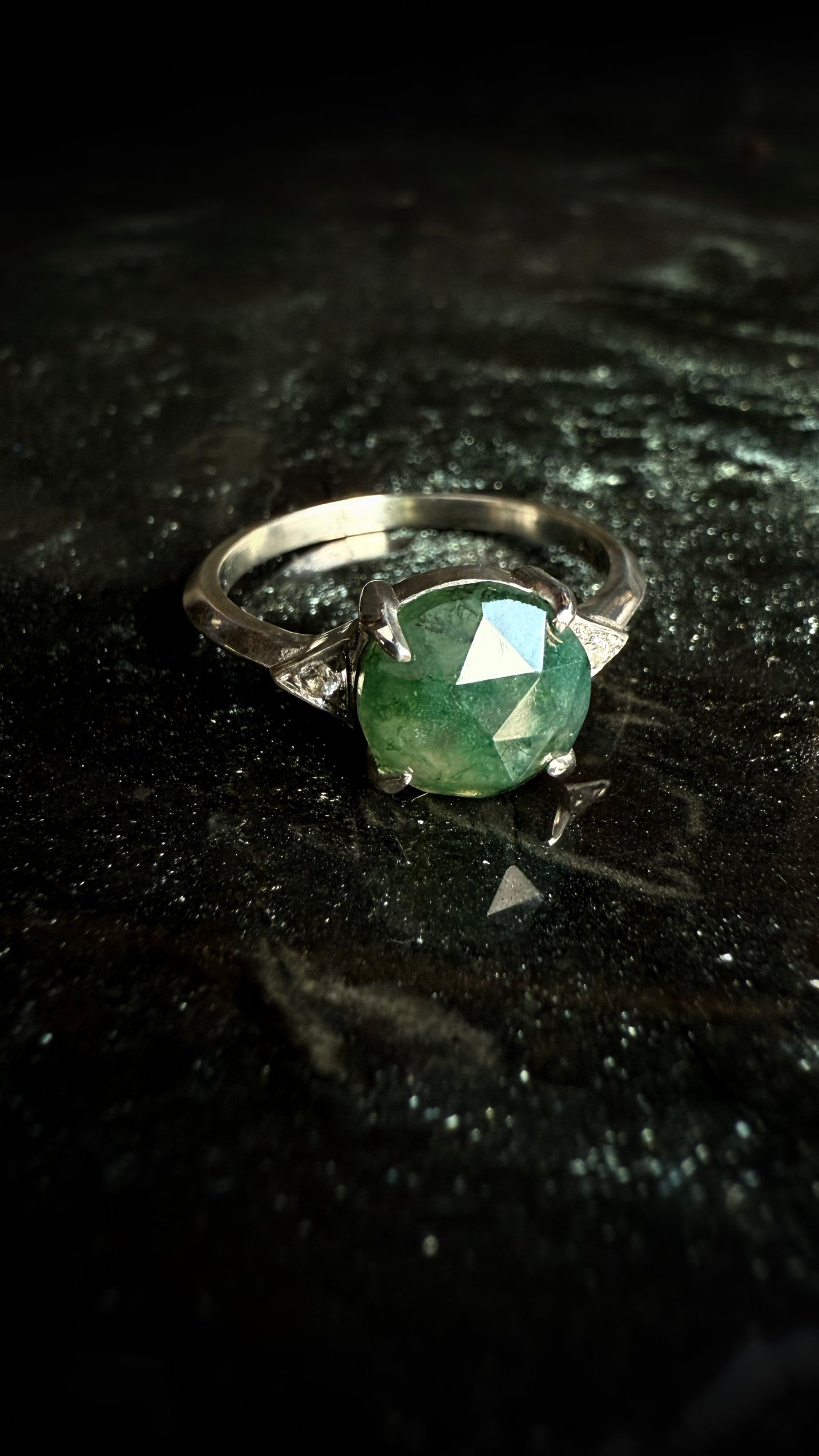 Luna Moss Agate Ring - Silver