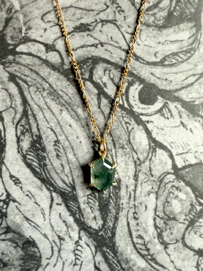 Moss Agate Hex Necklace