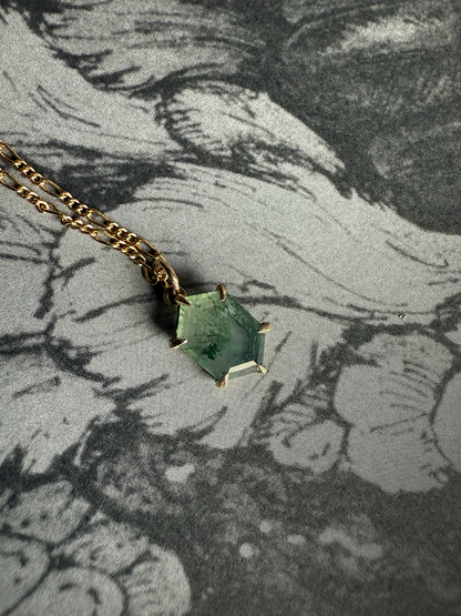 Moss Agate Hex Necklace