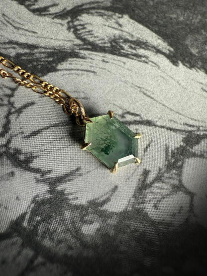 Moss Agate Hex Necklace