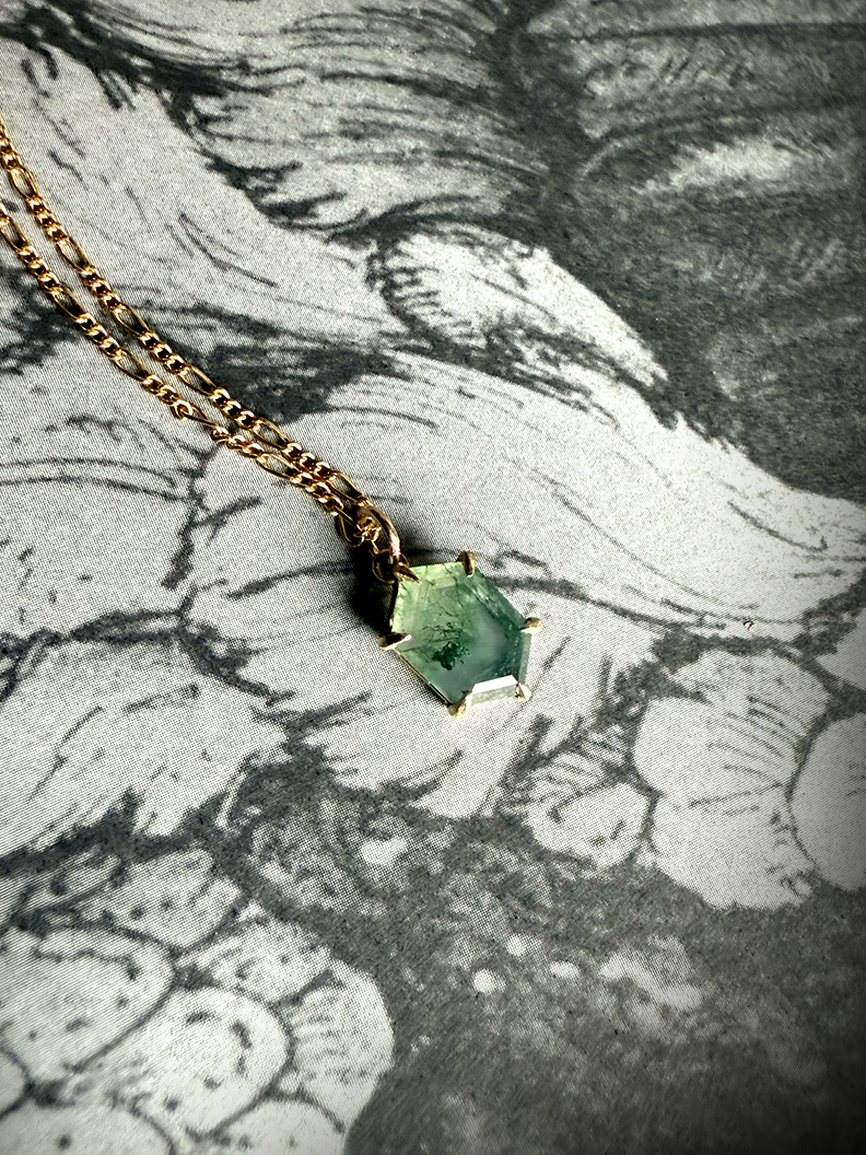 Moss Agate Hex Necklace