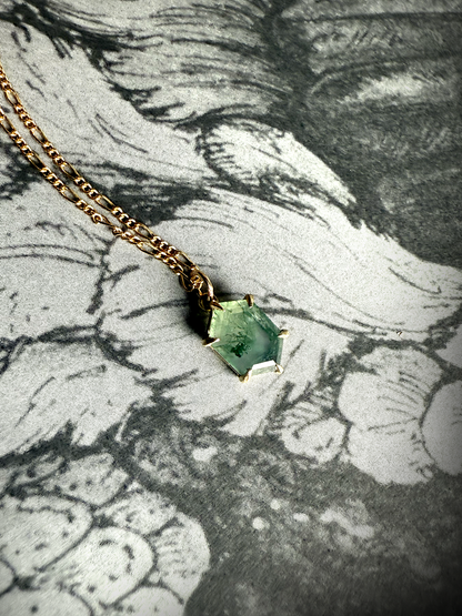 Moss Agate Hex Necklace