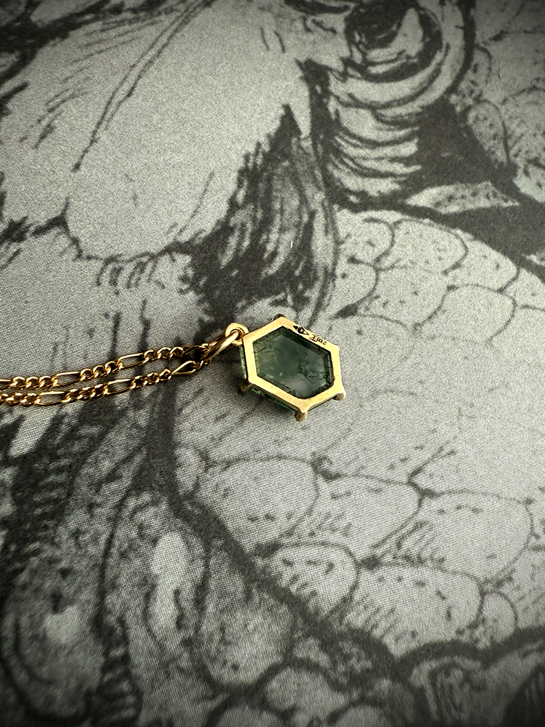 Moss Agate Hex Necklace