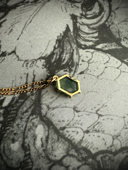Moss Agate Hex Necklace