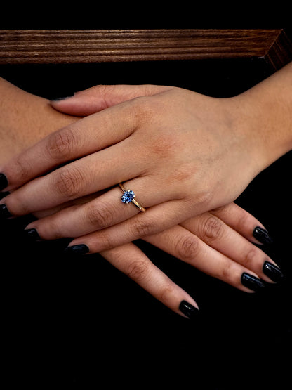Olenna Oval Blue Moissanite Ring