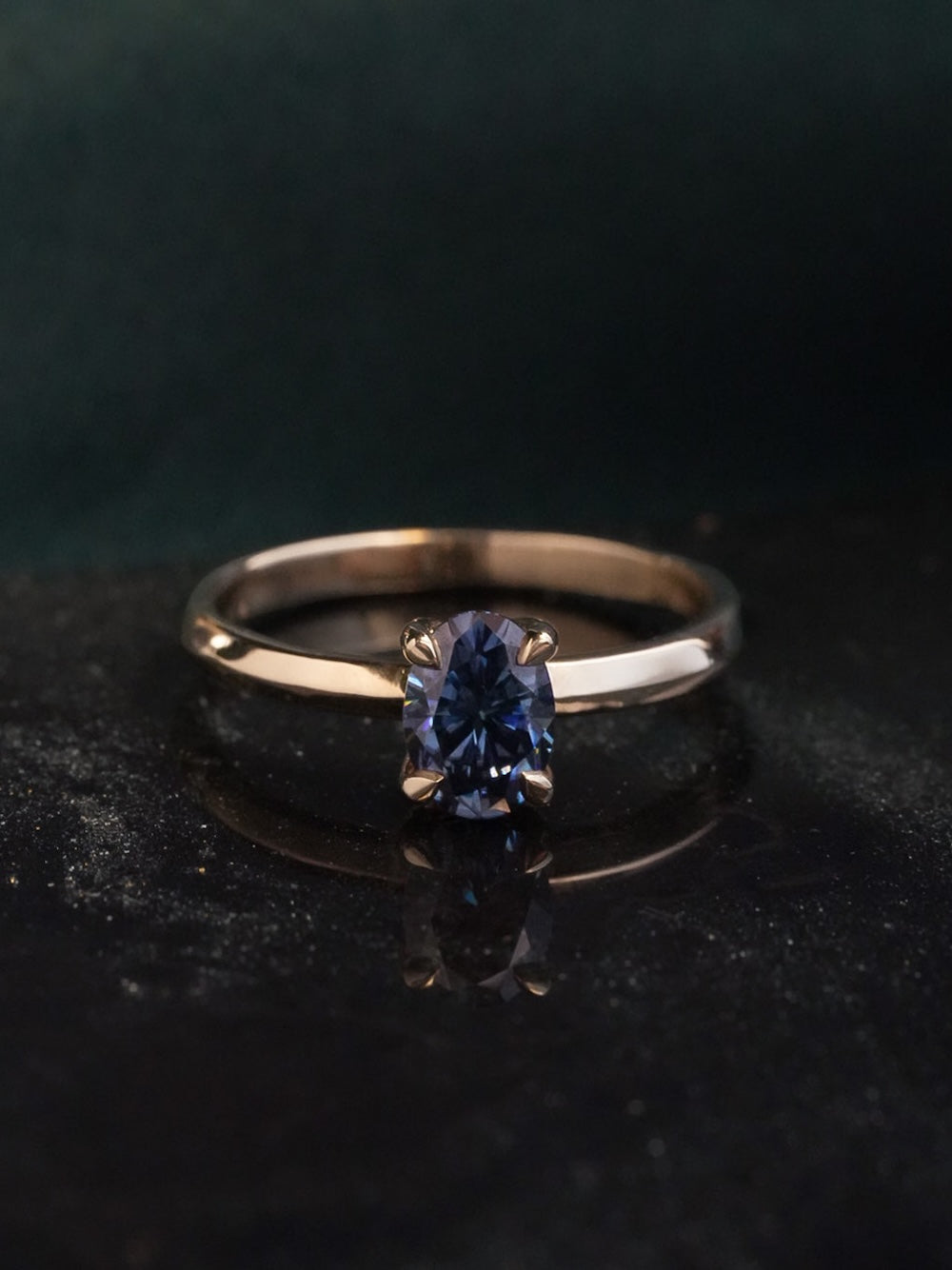 Olenna Oval Blue Moissanite Ring