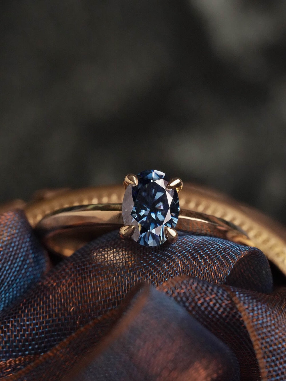 Olenna Oval Blue Moissanite Ring