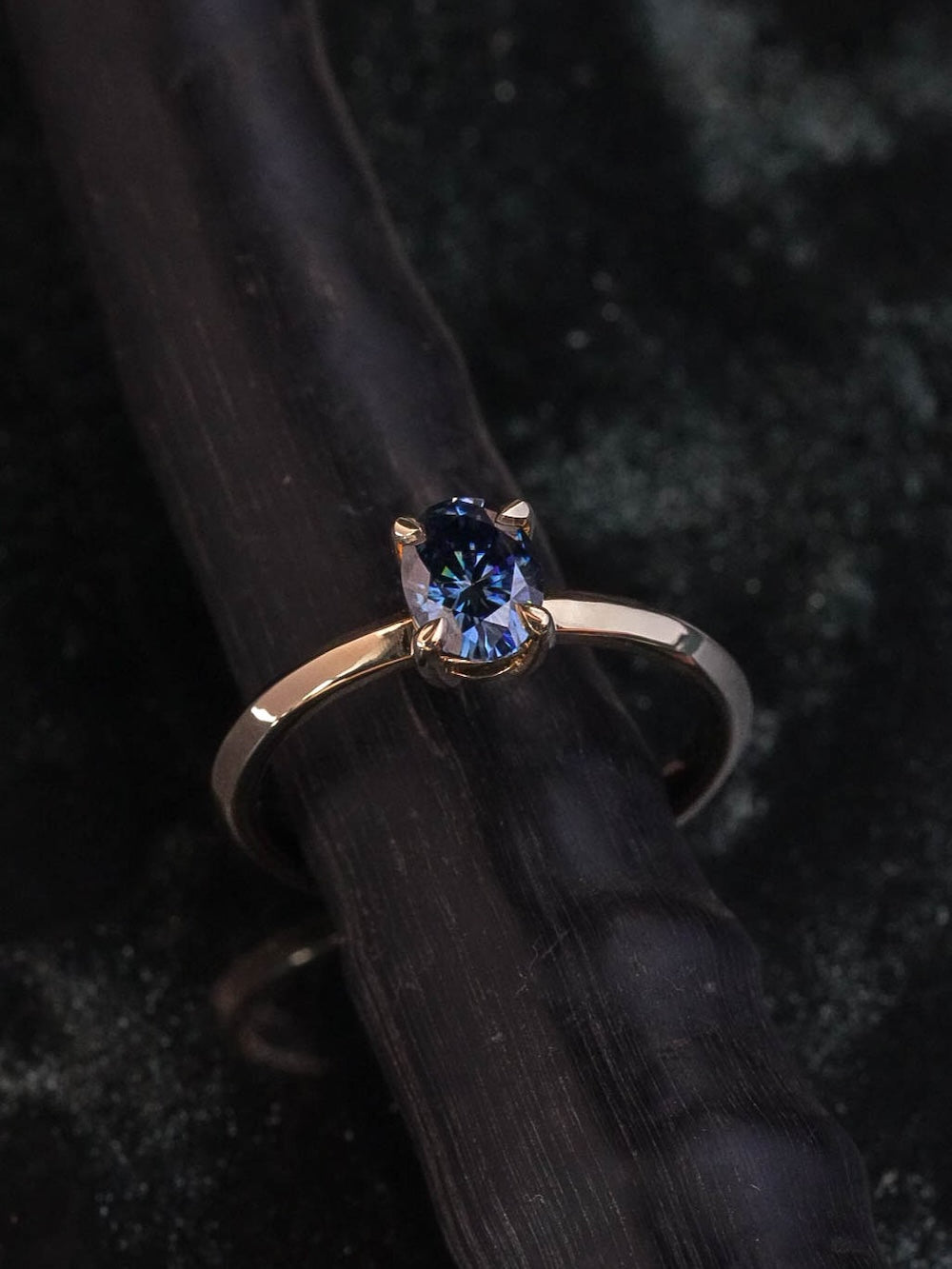 Olenna Oval Blue Moissanite Ring