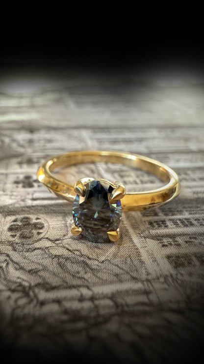Olenna Oval Blue Moissanite Ring