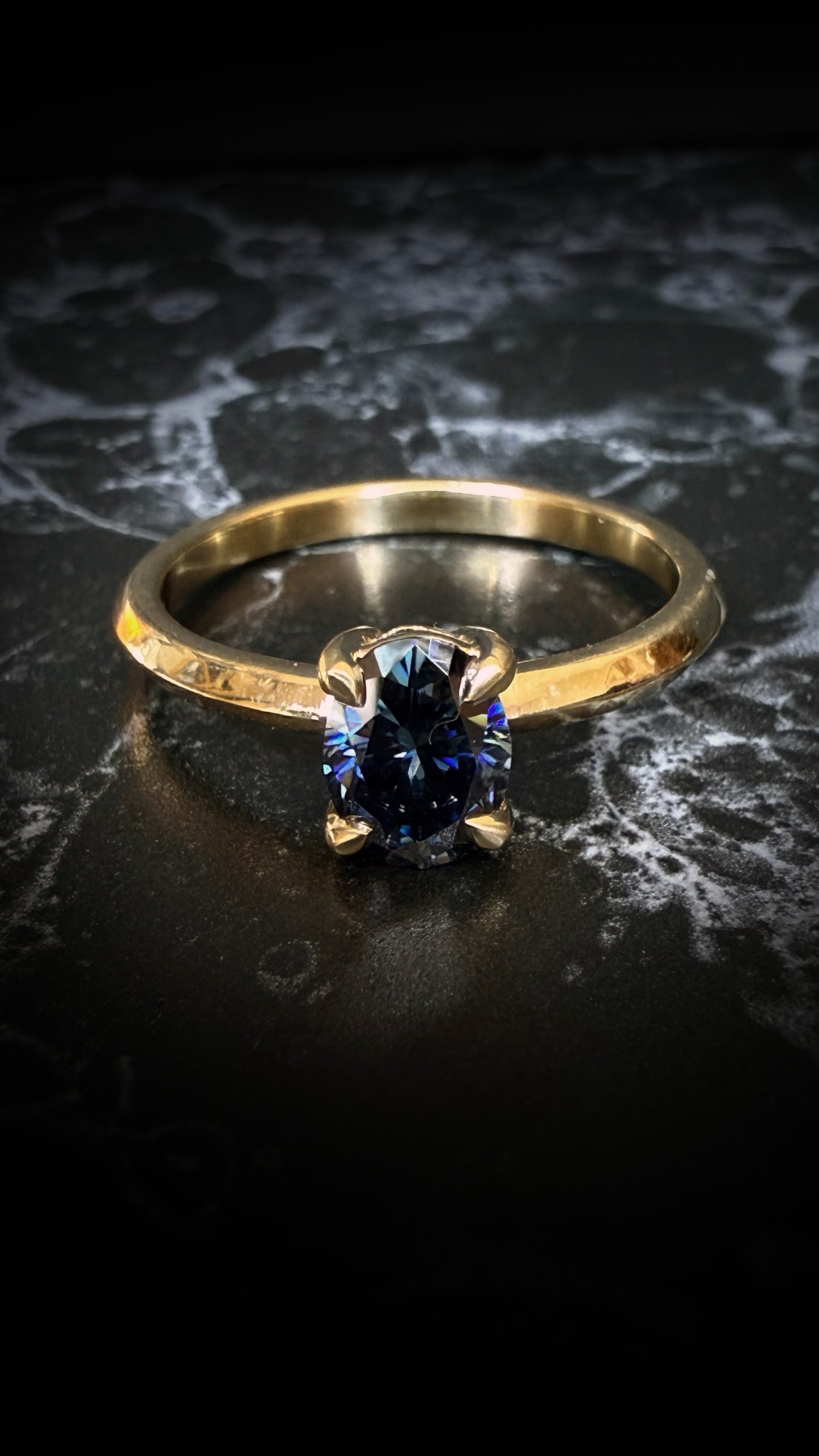 Olenna Oval Blue Moissanite Ring