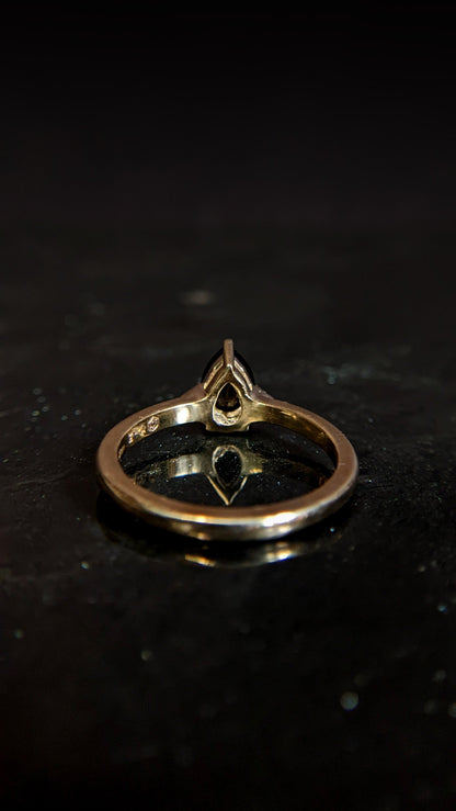 Luna Pear Spinel and Grey Diamond Ring